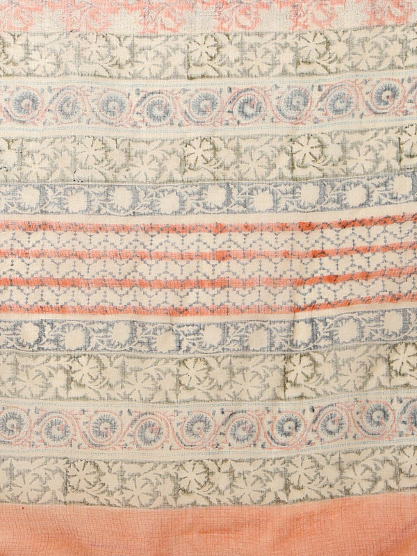 Indiehaat | Kota Doria Hand Block Print Multicolor Saree