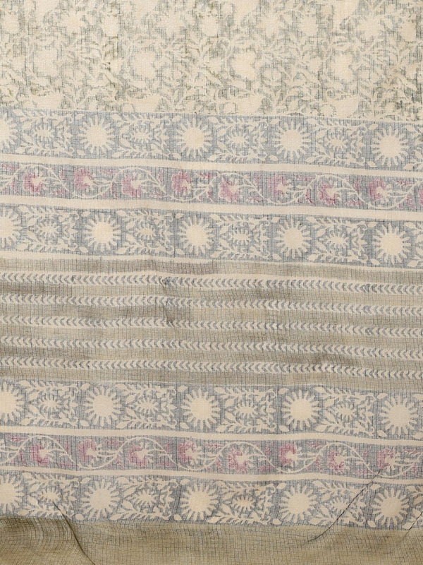 Indiehaat | Kota Doria Hand Block Print Multicolor Saree