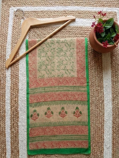 Indiehaat | Kota Doria Hand Block Print Multicolor Saree