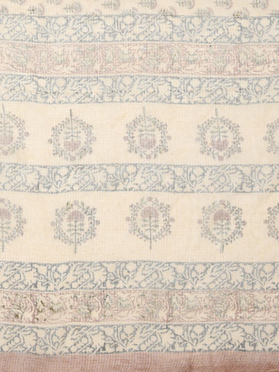 Indiehaat | Kota Doria Hand Block Print Multicolor Saree