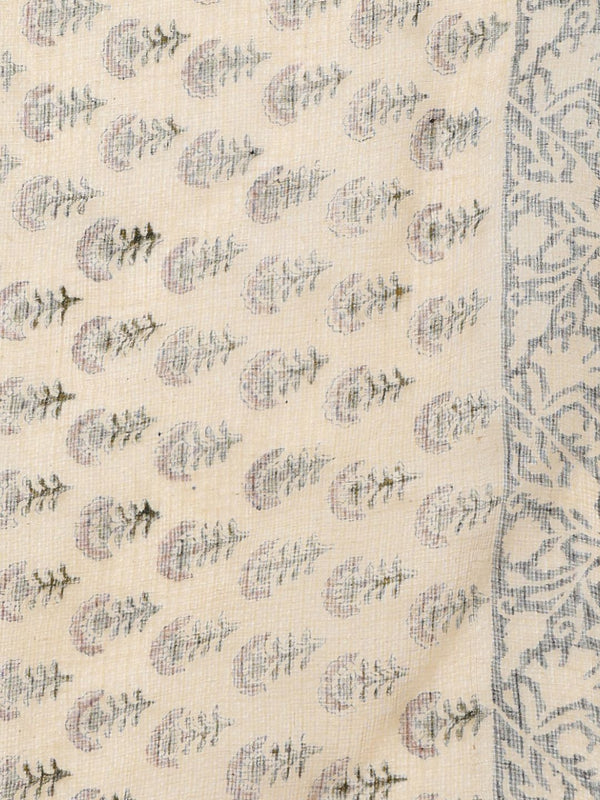 Indiehaat | Kota Doria Hand Block Print Multicolor Saree