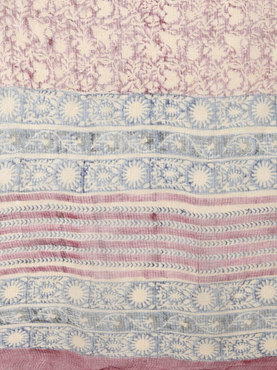 Indiehaat | Kota Doria Hand Block Print Multicolor Saree