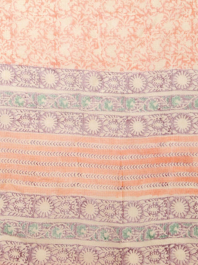 Indiehaat | Kota Doria Hand Block Print Multicolor Saree