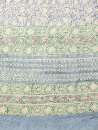 Indiehaat | Kota Doria Hand Block Print Multicolor Saree