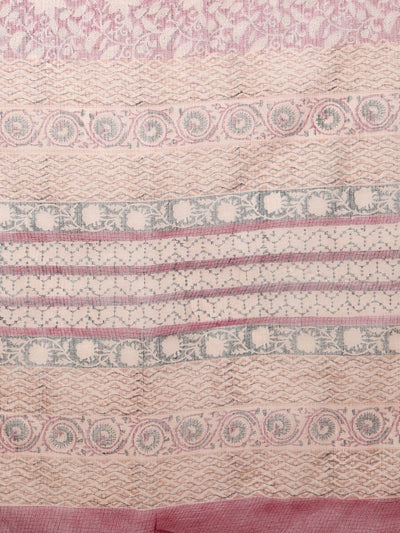 Indiehaat | Kota Doria Hand Block Print Multicolor Saree