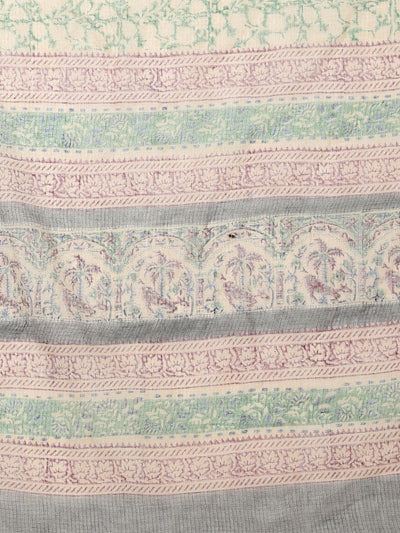 Indiehaat | Kota Doria Hand Block Print Multicolor Saree