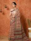 Indiehaat | Kota Doria Hand Block Print Multicolor Saree