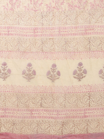 Indiehaat | Kota Doria Hand Block Print Multicolor Saree