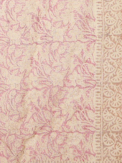 Indiehaat | Kota Doria Hand Block Print Multicolor Saree