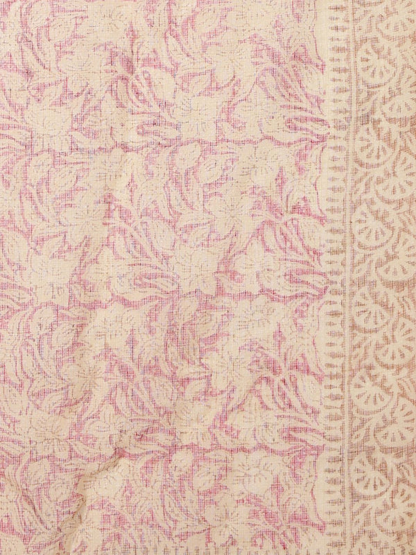 Indiehaat | Kota Doria Hand Block Print Multicolor Saree