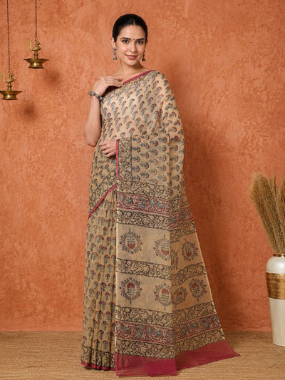 Rangmaati Kota Doria Hand Block Print Subtle Saree