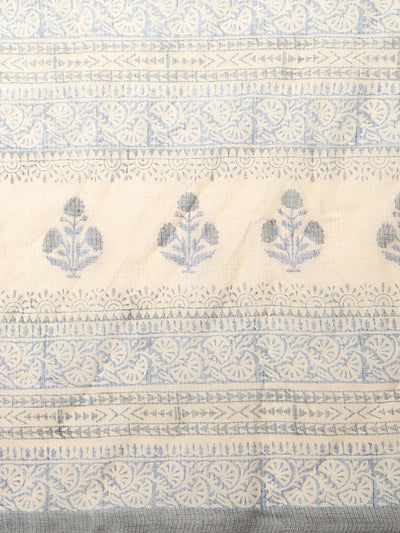 Indiehaat | Kota Doria Hand Block Print Multicolor Saree