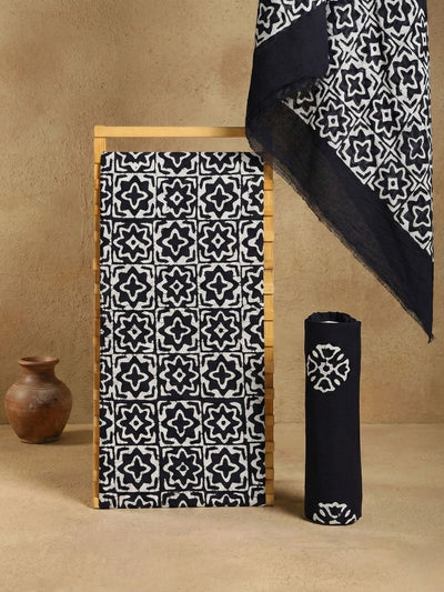 Indiehaat | Pure Mul Cotton Hand Wax Batik Suit Blue