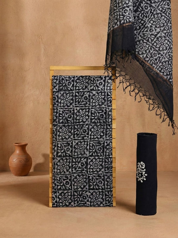 Indiehaat | Kota Doria Hand Wax Batik Suit Black