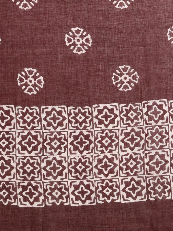 Indiehaat | Pure Mul Cotton Hand Wax Batik Suit Brown