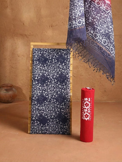 Indiehaat | Kota Doria Hand Wax Batik Suit Blue