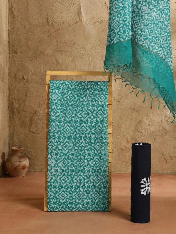 Indiehaat | Kota Doria Hand Wax Batik Suit Green