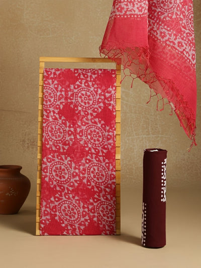 Indiehaat | Kota Doria Hand Wax Batik Suit Red