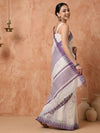 Indiehaat | Kora Silk Handloom Embroidered Saree White