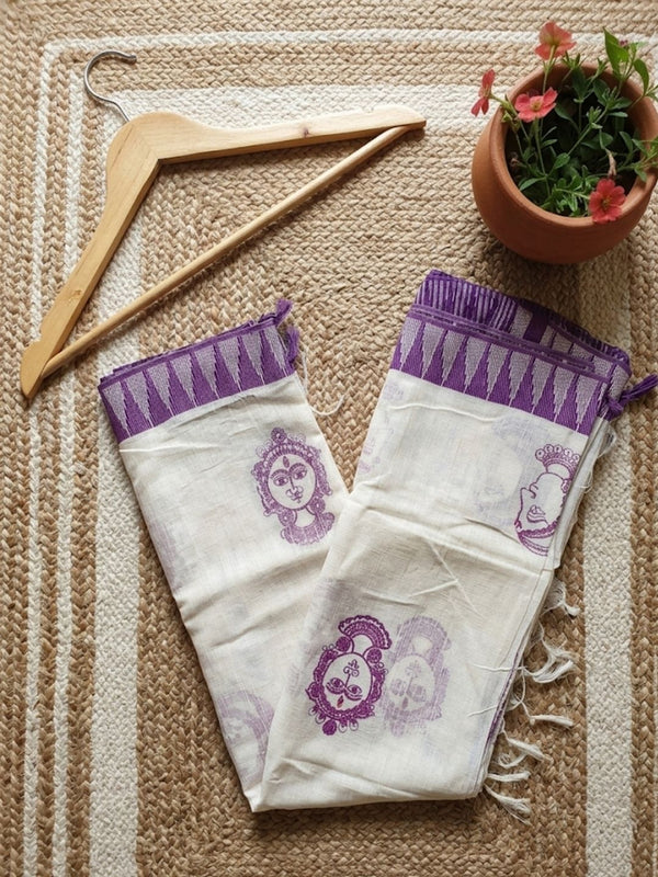 Indiehaat | Kora Silk Handloom Embroidered Saree White