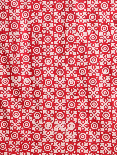 Indiehaat | Pure Mul Cotton Hand Wax Batik Suit Red