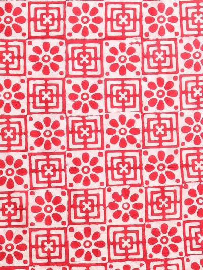 Indiehaat | Pure Mul Cotton Hand Wax Batik Suit Red