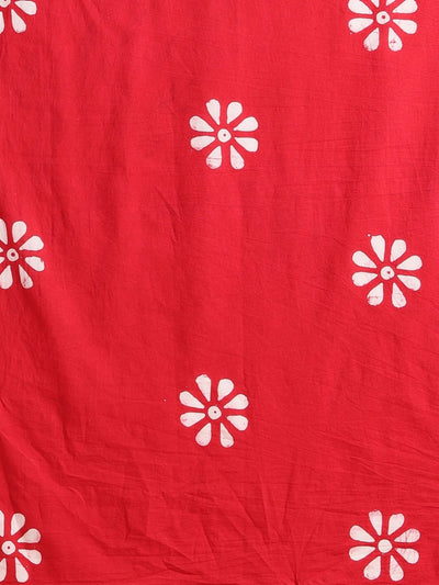 Indiehaat | Pure Mul Cotton Hand Wax Batik Suit Red