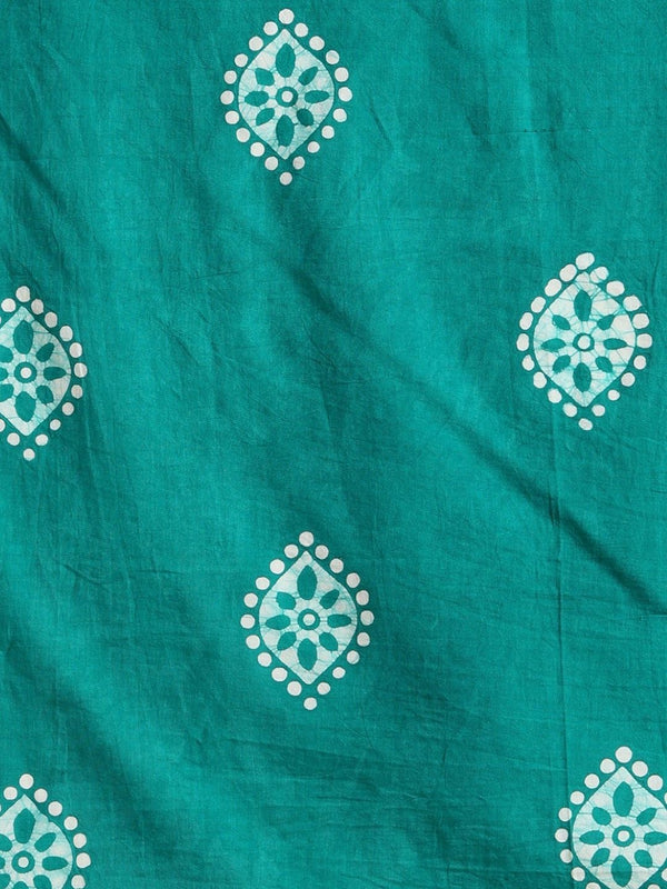 Indiehaat | Kota Doria Hand Wax Batik Suit Green