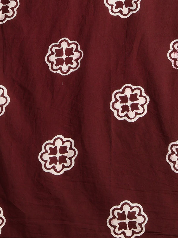 Indiehaat | Pure Mul Cotton Hand Wax Batik Suit Brown