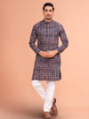 Indiehaat | Ajrakh Printed Cotton Kurta Pyjama Blue