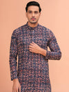 Indiehaat | Ajrakh Printed Cotton Kurta Pyjama Blue