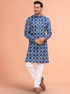 Indiehaat | Ajrakh Printed Cotton Kurta Pyjama Blue