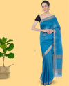 Handcrafted Kota Silk Torquise Blue Plain Saree