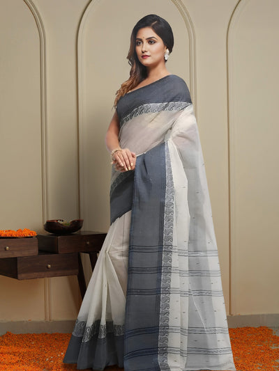 Indiehaat | Pure Cotton Jamdani Saree White