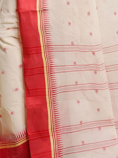 Indiehaat | Pure Cotton Jamdani Saree White