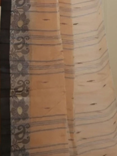 Indiehaat | Pure Cotton Jamdani Saree Brown