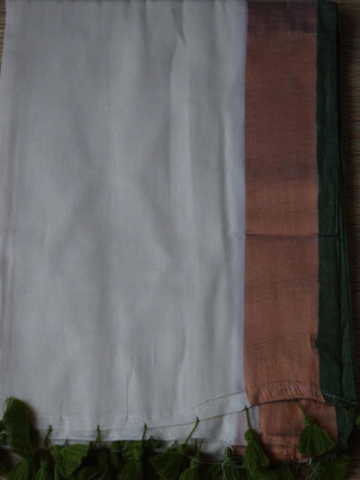 Indiehaat | Pure Mul Cotton Handloom Saree White