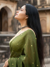 Indiehaat | Pure Mul Cotton Sequin Saree Green