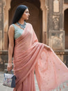 Indiehaat | Pure Mul Cotton Sequin Saree Peach
