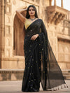 Indiehaat | Pure Mul Cotton Sequin Saree Black