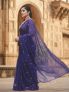 Indiehaat | Pure Mul Cotton Sequin Saree Blue