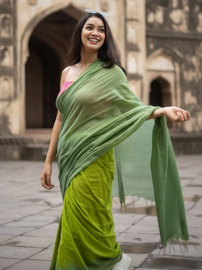 Indiehaat | Pure Khadi Cotton Handloom Saree Multicolor