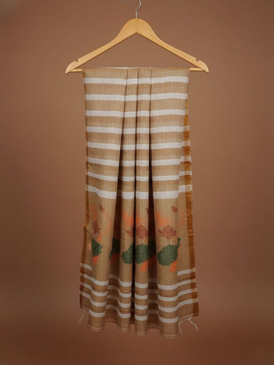 Indiehaat | Pure Linen Hand Weaving Saree Brown