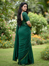 Indiehaat | Pure Mul Cotton Handloom Saree Green