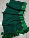 Indiehaat | Pure Mul Cotton Handloom Saree Green