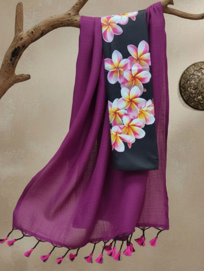 Indiehaat | Pure Khadi Cotton Handloom Saree Purple
