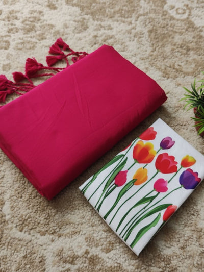 Indiehaat | Pure Khadi Cotton Handloom Saree Pink