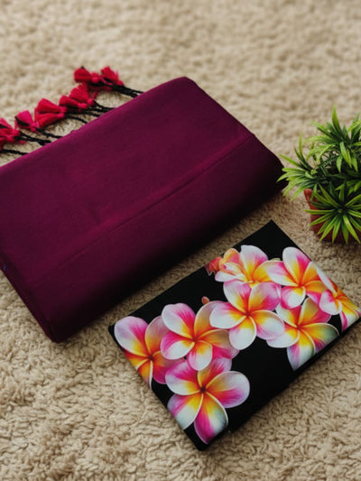 Indiehaat | Pure Khadi Cotton Handloom Saree Purple