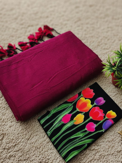 Indiehaat | Pure Khadi Cotton Handloom Saree Pink