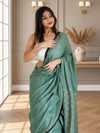 Indiehaat | Pure Khadi Cotton Weaving Saree Green